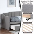 thumbnail image 6 of Twin Size Upholstered Daybed with Trundle, Wooden Sofa Bed Frame with Padded Back and Wooden Slats Support, No Spring Box Needed, for Bedroom, Apartment, Living Room,Gray, 6 of 9