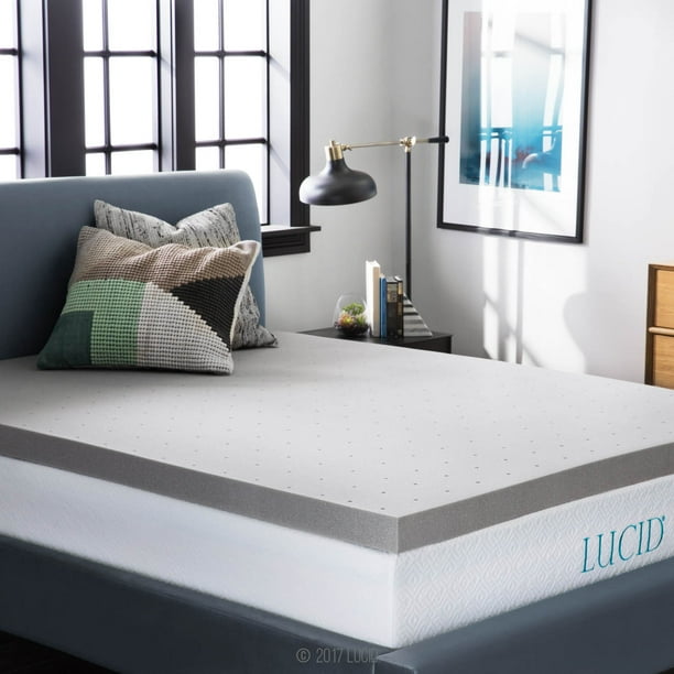 Lucid 3 " Bamboo Charcoal Memory Foam Mattress Topper