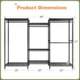 thumbnail image 3 of EnHomee Wire Garment Rack,Adjustable Metal Closet Organizer,Heavy Duty Clothes Rack with 4 Rods & 7 Storage Shelves,77"H x 69"W x 16"D,Black, 3 of 9