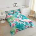thumbnail image 4 of Erosebridal Ensembles de Couette Tropicale Flamant Rose Format Simple, Couettes et Duvets Feuilles de Palmier, Réversible 2 Pcs, 4 of 7