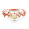 thumbnail image 2 of Gem Stone King 0.68 Ct Round Cabochon White Ethiopian Opal 18K Rose Gold Plated Silver Ring (Size 7), 2 of 3