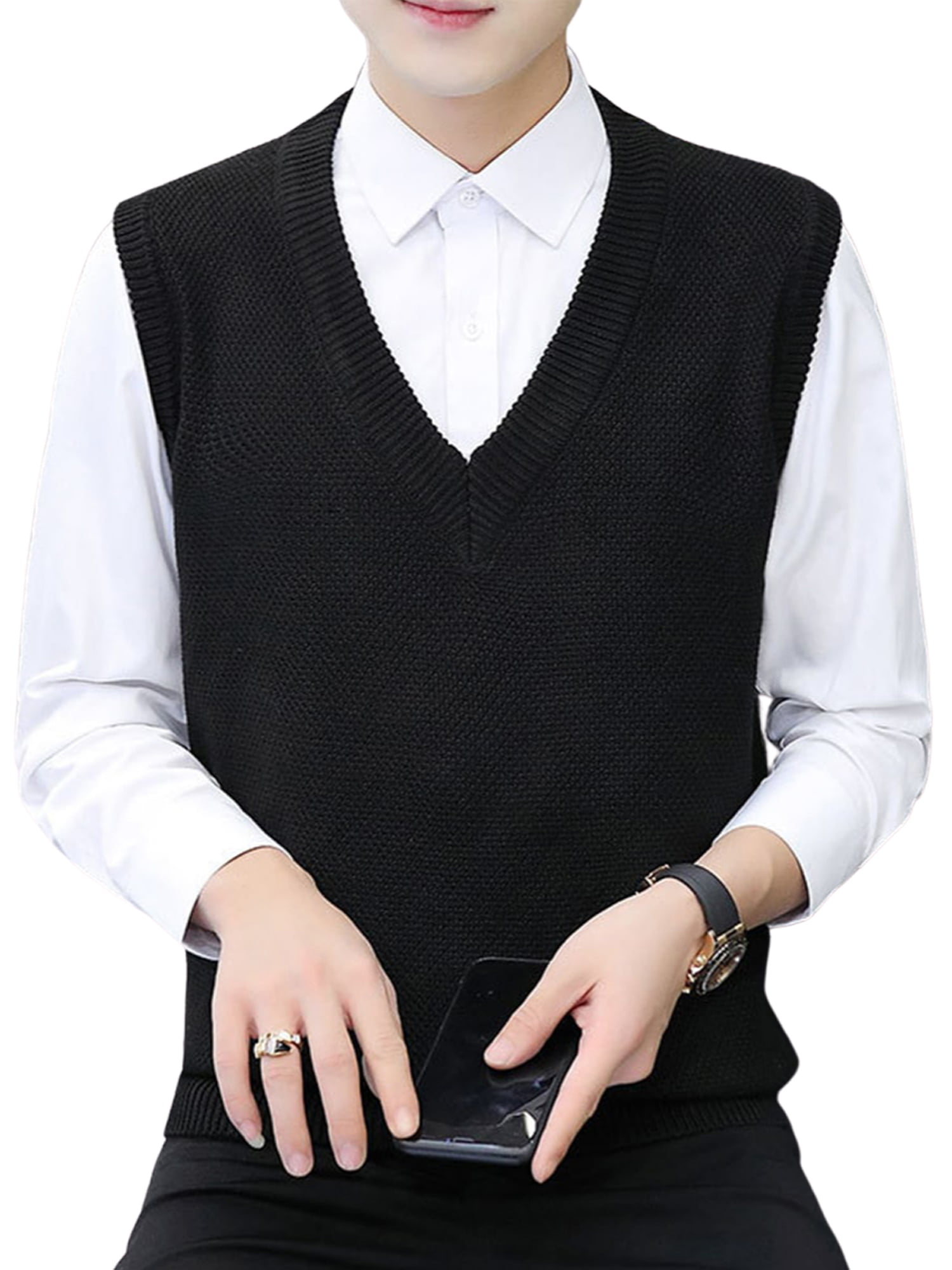 New Baby Kids Boys Waistcoat V-Neck Sleeveless Knitted Sweater Vest Uniform Pullover Top Autumn Clothes Solid Color 
