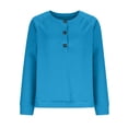 thumbnail image 5 of Hueook Womens Shirts Henley Women's Casual Loose Fashion Solid Color Long-Sleeved Pullover Top Blue L, 5 of 9