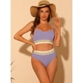 thumbnail image 4 of DARING DIVA 2 Pieces High Waisted Ribbed Swimsuit Swimwear L Purple, 4 of 6