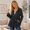 Dark Gray, variant on Women's Hooded Zip Up Tiered Ruffle Babydoll Top Long Bell Sleeve Casual Textured Knit Cardigan Jacket with Two Deep Side Pockets Outerwear Jackets