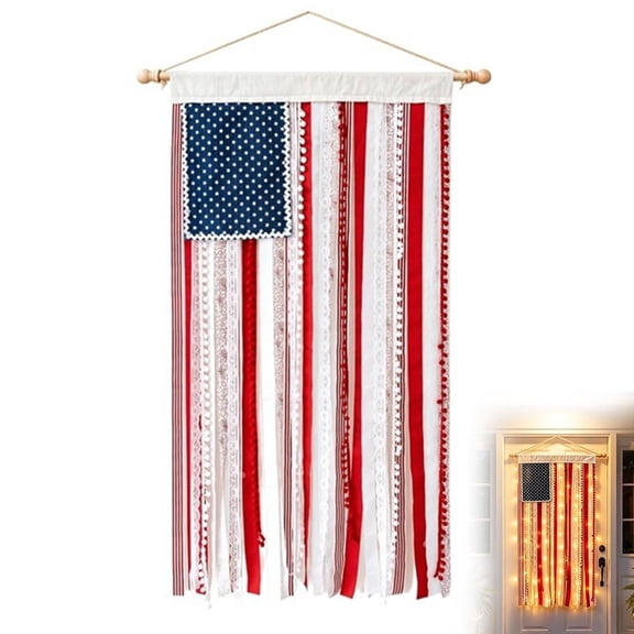 4th of July Decorations - 2.3*4.2Ft Lighted American Flag Banner for Home Party Supplies - LED Patriotic Fabric Wall Hanging for Independence Day 250th Anniversary
