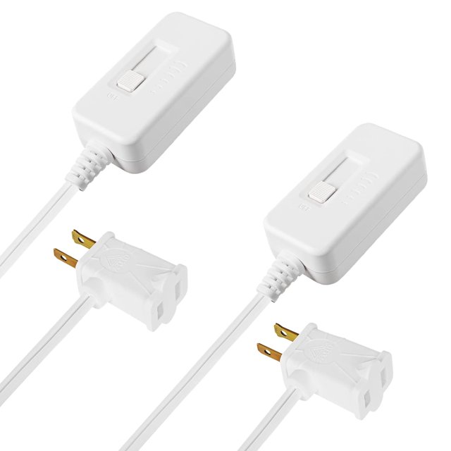 Qucyy Plug in Dimmer Switch for Lamp, Table Lamp Dimmer for Dimmable LED/CFL Lights and Incandescent Bulbs, Full Range Slide Control, 6.6 ft Extension Cord, UL Listed, White, 2 Pack White