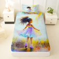 thumbnail image 3 of Castle Fairy Artistic Rainbow Girl Twin Sheets 3pcs,Whimsical Pastel Print Bedding,Pink Blue Yellow,1 Fitted Sheet, 1 Flat Sheet and 1 Pillowcase, 3 of 6