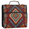 thumbnail image 2 of Water-Resistant 3-Ring Binder Organizer with Multiple Pockets Zipper Binder Bag for Office Vibrant Tribal Pattern, 2 of 8
