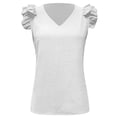 thumbnail image 4 of Workout Tanks for Women Women's Casual V Neck Flutter Ruffle Hem Crop Tank Camisoles for Women White M, 4 of 5