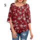 thumbnail image 1 of Qarigey Camisa de mujer Estampado de media manga Top Camisa de mujer Estampado de medio cuello Blusa informal Prendas para la parte del cuerpo flor blanca roja S, 1 of 5