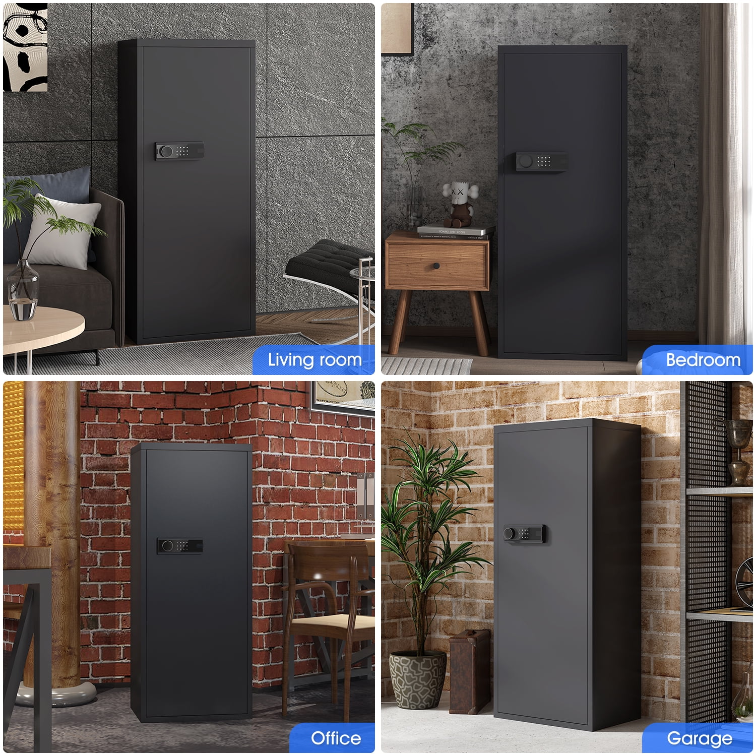 Kavey 10-12 Gun Safe, Large Unassembled Gun Safes for Shotgun, Digital Shotgun Safe with Backlit Keypad & Mute Function, Removable Shelves & Adjustable Ammo Box
