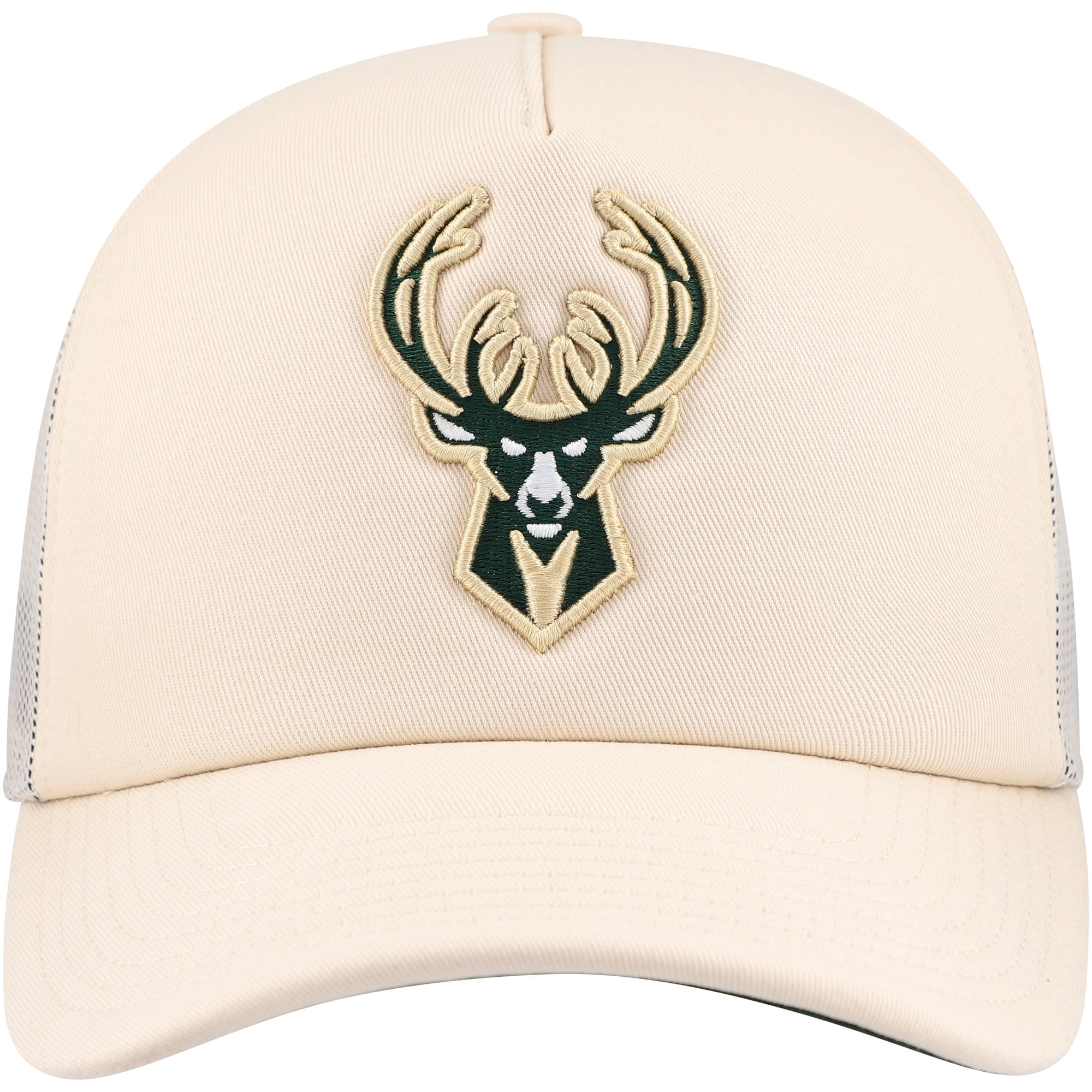 Mitchell & Ness Milwaukee Bucks Snapback Hat - Cream, Adjustable Team Cap