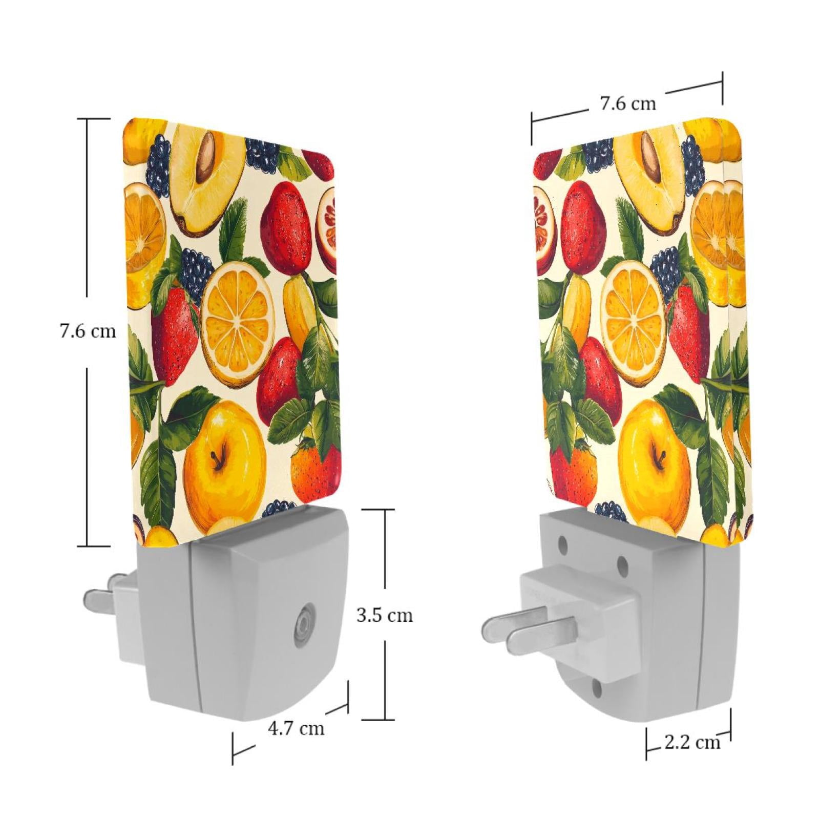 PhooArto Summer Fruit Pattern Plug in LED Night Light Auto Sensor Dusk to Dawn Decorative Night for Bedroom, Bathroom, Kitchen, Hallway, Stairs, Baby's Room, Energy Saving