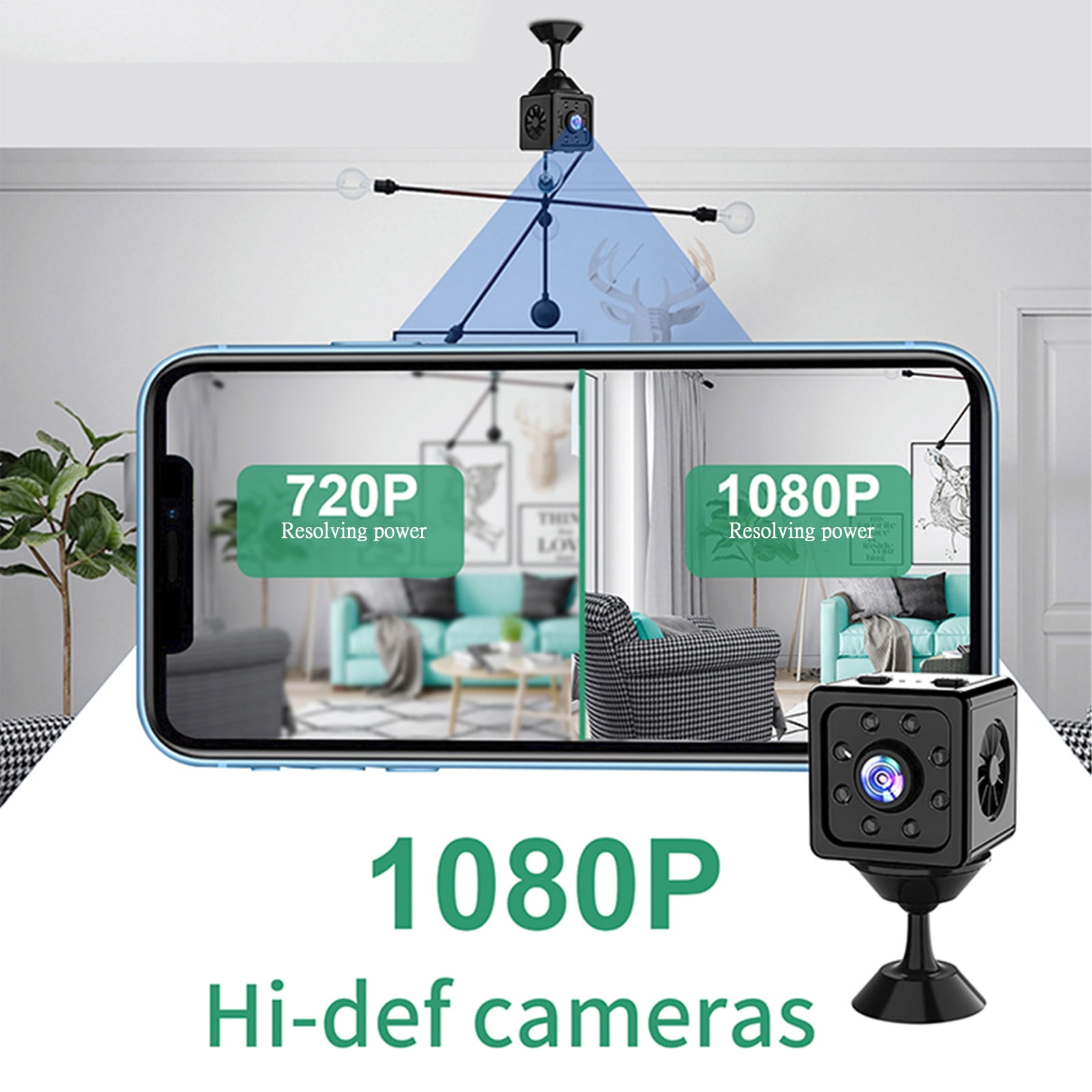 2 Packs 1080P WiFi Security Camera with Night Vision Motion Detection 150° Wide Angle 2-Way Audio Cloud Storage Home Surveillance Wireless Indoor Outdoor Baby Pet Monitor