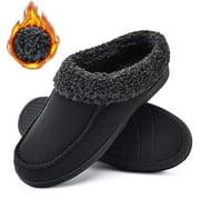 Men's Moccasin Slippers House Shoes for Men Memory Foam Winter Cozy Wool-Like Mens Slippers Indoor Outdoor, Slip-on Comfy Men's Bedroom Slippers Non-Slip Man Breathable Suede Slippers