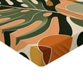 thumbnail image 2 of Ambesonne Monstera Fitted Sheet, Leaves Mid Century Boho, King Size, Peach and Pale Reseda Green, 2 of 3