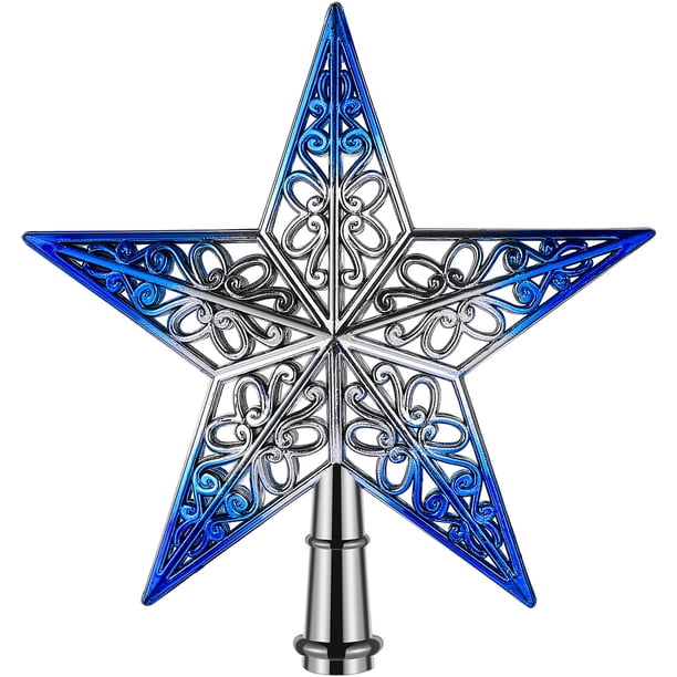 1 pieza de adorno de estrella para árbol de Navidad, decoración de fiesta, adorno de estrella para árbol de plástico, adorno hueco para árbol de Navidad, estrella