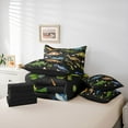 thumbnail image 6 of Homewish Dinsaurs Print 7 Pieces Bedding Comforter Set,Jungle Dino Full Bedding Set,Black Brown Green Fitted Sheet Flat Sheet For Teens Boys,Luxury Bedroom Decor Reversible, 6 of 8