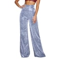 thumbnail image 2 of Glitter Sequin Pants Women Y2k Shimmering High Waisted Wide Leg Loose Sparkly Pants Dancewear Clubwear Concert Outfits, 2 of 5