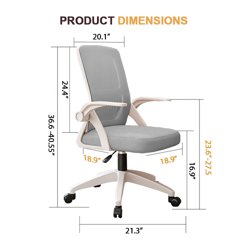 WXJHL Home Office Chair Ergonomic Desk Chair Breathable Mesh Chair High Back Desk Chair with Adjustable Height,Swivel Chair with Flip-Up Arms and Lumbar Support (Gray)