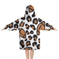 thumbnail image 2 of Brown Footballs with Leopard Spots Pattern Blanket Hoodies for Kids 6-13YR Oversize Wearable Blanket Hoodies for Boys Girls Teens, 2 of 7
