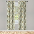 thumbnail image 3 of Ambesonne Owl Curtains, Sketch Cat Looking Birds, Pair of 28"x84", Brown Reseda Green, 3 of 5