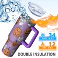 thumbnail image 5 of Purple Halloween Pumpkins with Boo Tumbler with Handle and Lid,40oz Double Wall Vacuum Insulated Tumbler,Cups Gift for Women and Men, 5 of 7