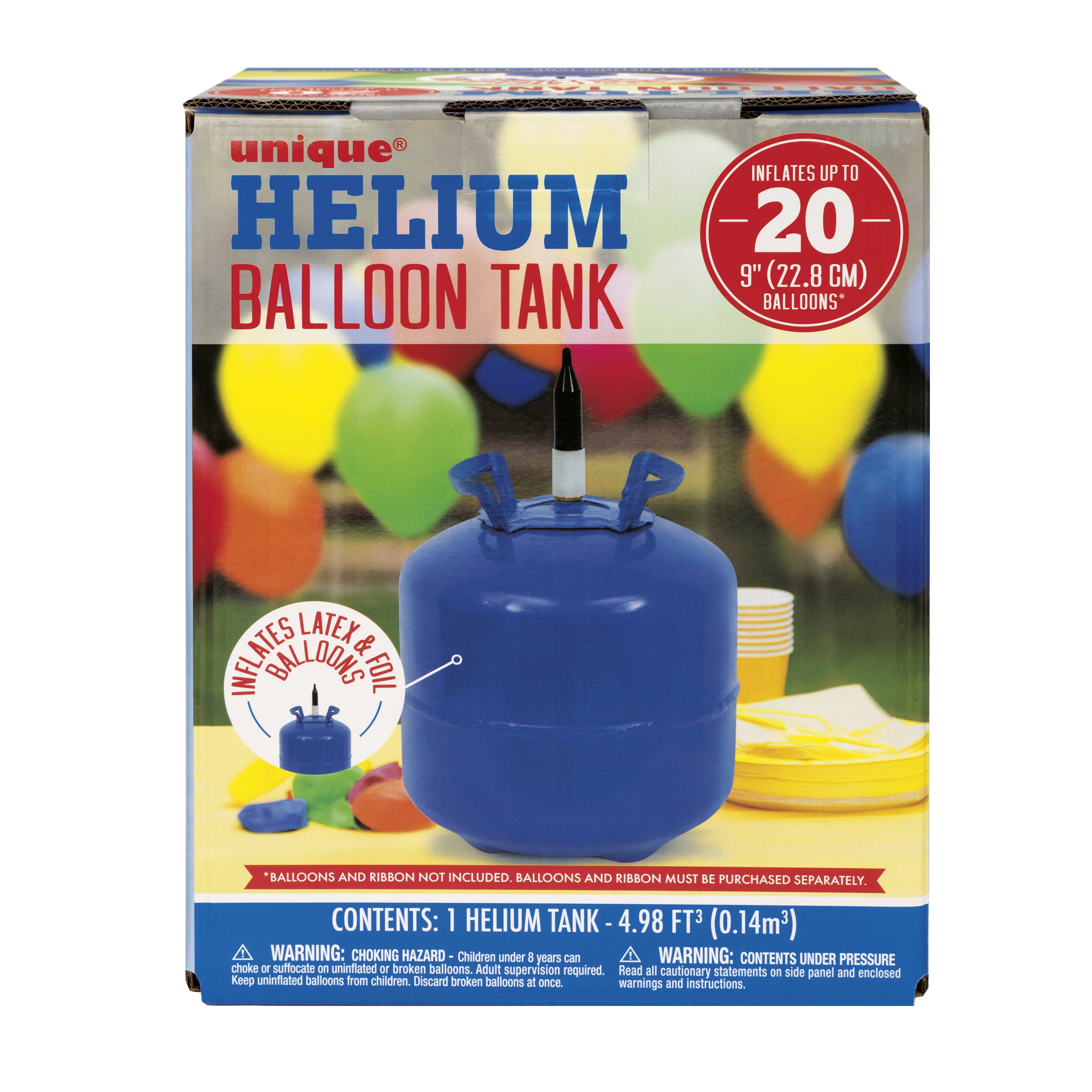 Helium Tank for 20 9" Balloons, 4.98 Cubic Feet, by Unique