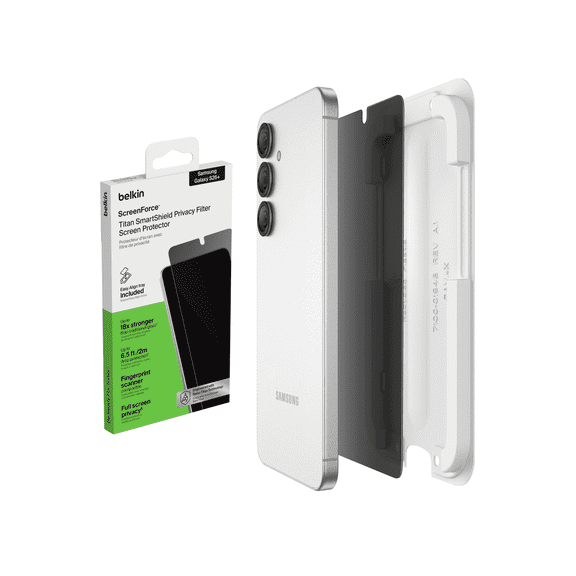Belkin Titan;SmartShield;Privacy Filter Screen Protector for Samsung Galaxy S26 , Scratch Resistant Impact Protection, Anti-Fingerprint, Ultra-Thin w/ Easy Align Tray