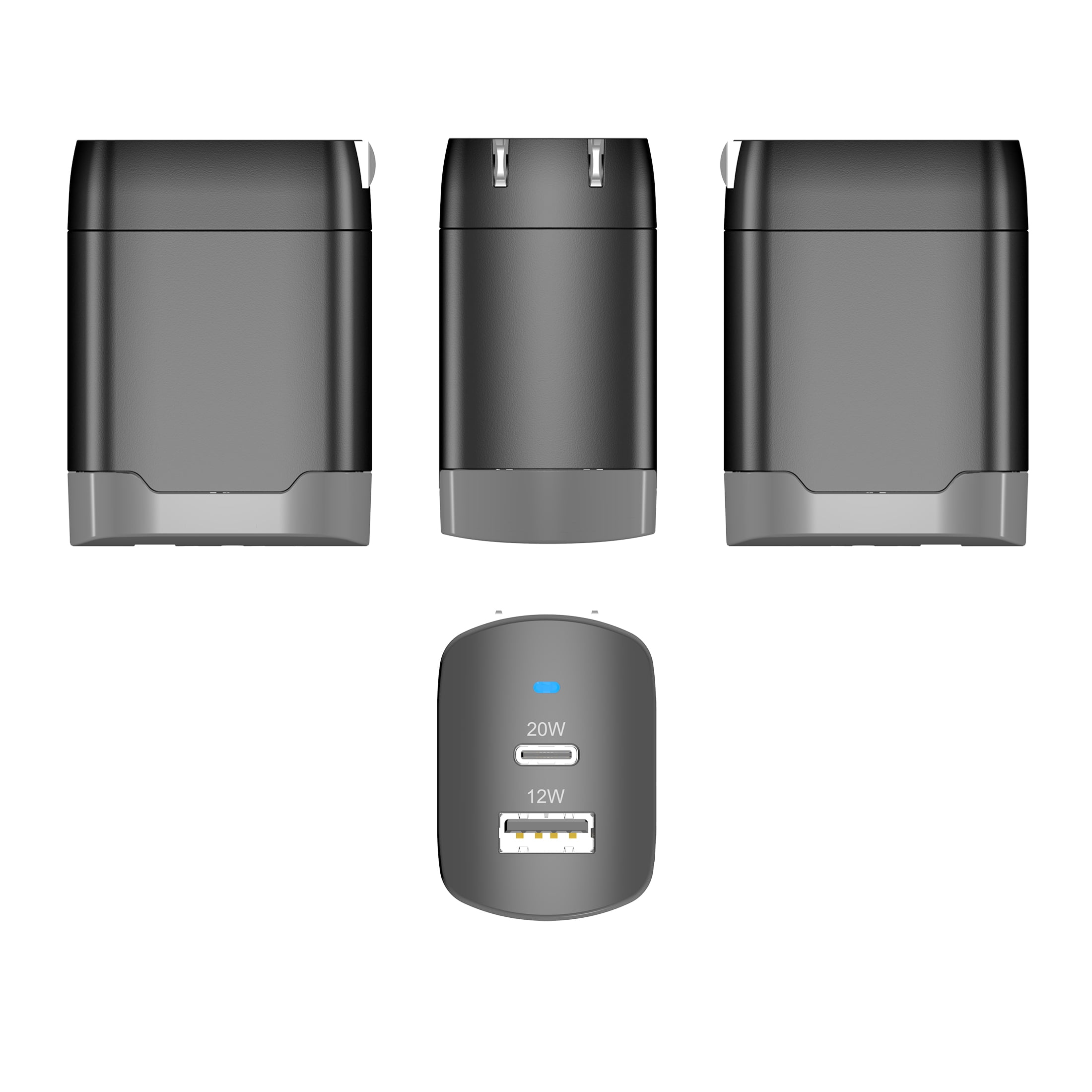 Walmart 32w PD Dual port Wall Charger, Folding Plug, Black