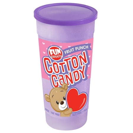 Fun Sweets Brand 4oz Teddy Bear Fruit Punch Cotton Candy - Gluten Free, Peanut Free