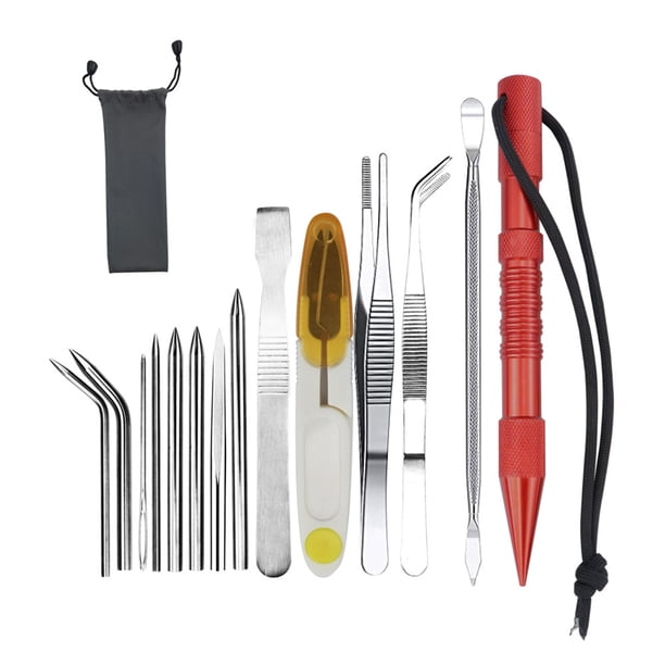 Greeniant Marlin Set Agujas de cordones Acero inoxidable Profesional Pequeña artesanía Costura Reutilizable Extraíble Tejer Pin Trabajo de cuero carpas 14 piezas rojo Greeniant OD023335-19B