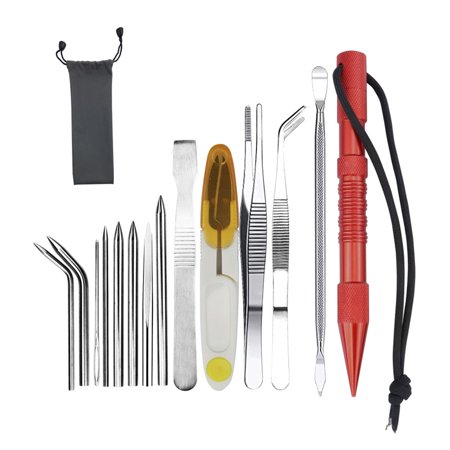 Linyer Marlin Set Lacing Stainless Steel Professional Small Craft Sewing Reusable Removable Knitting Pin Leather Work 14 PIeces Red
