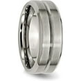 thumbnail image 5 of Chisel Titanium Brushed and Polished 8.2mm Grooved Beveled Edge Band - Ring Size 11.5, 5 of 8