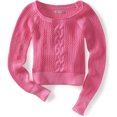 thumbnail image 1 of Aeropostale suéter de punto de ganchillo para mujer, rosa, pequeño Aeropostale Tejer, 1 of 1