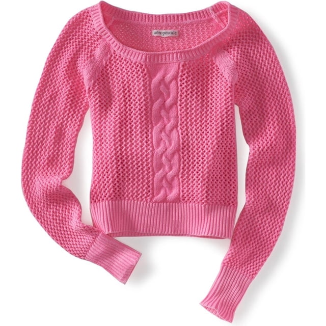 Aeropostale suéter de punto de ganchillo para mujer, rosa, pequeño Aeropostale Tejer