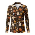 thumbnail image 4 of Xoenoiee Ghost Pumpkin Moon Daisy Spider Web Print Womens Polo Shirts Halloween Long Sleeve Golf Shirts V Neck Dressy Tops Collared Blouse Stretchy Golf Apparel Casual Fall Winter Clothing, Size XS, 4 of 7