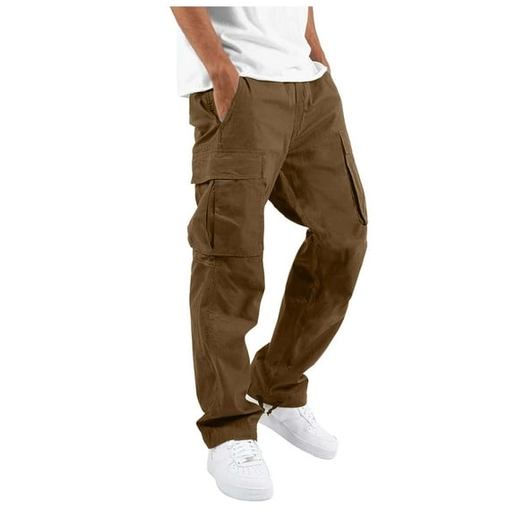 Baggy Cargo Pants Men Khakis Waffle Pants Men Textured Drawstring Waist Solid Wide Leg Trousers Loose Fit Lightweight Breathable Hiking Sweatpants