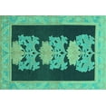thumbnail image 1 of Ahgly Company Machine Washable Indoor Rectangle Abstract Turquoise Blue Modern Area Rugs, 5' x 7', 1 of 4
