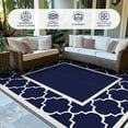 thumbnail image 2 of DEORAB Outdoor Rugs Waterproof Plastic Straw Mat 6'x9' Reversible Patio Deck Beach Blue & White, 2 of 10