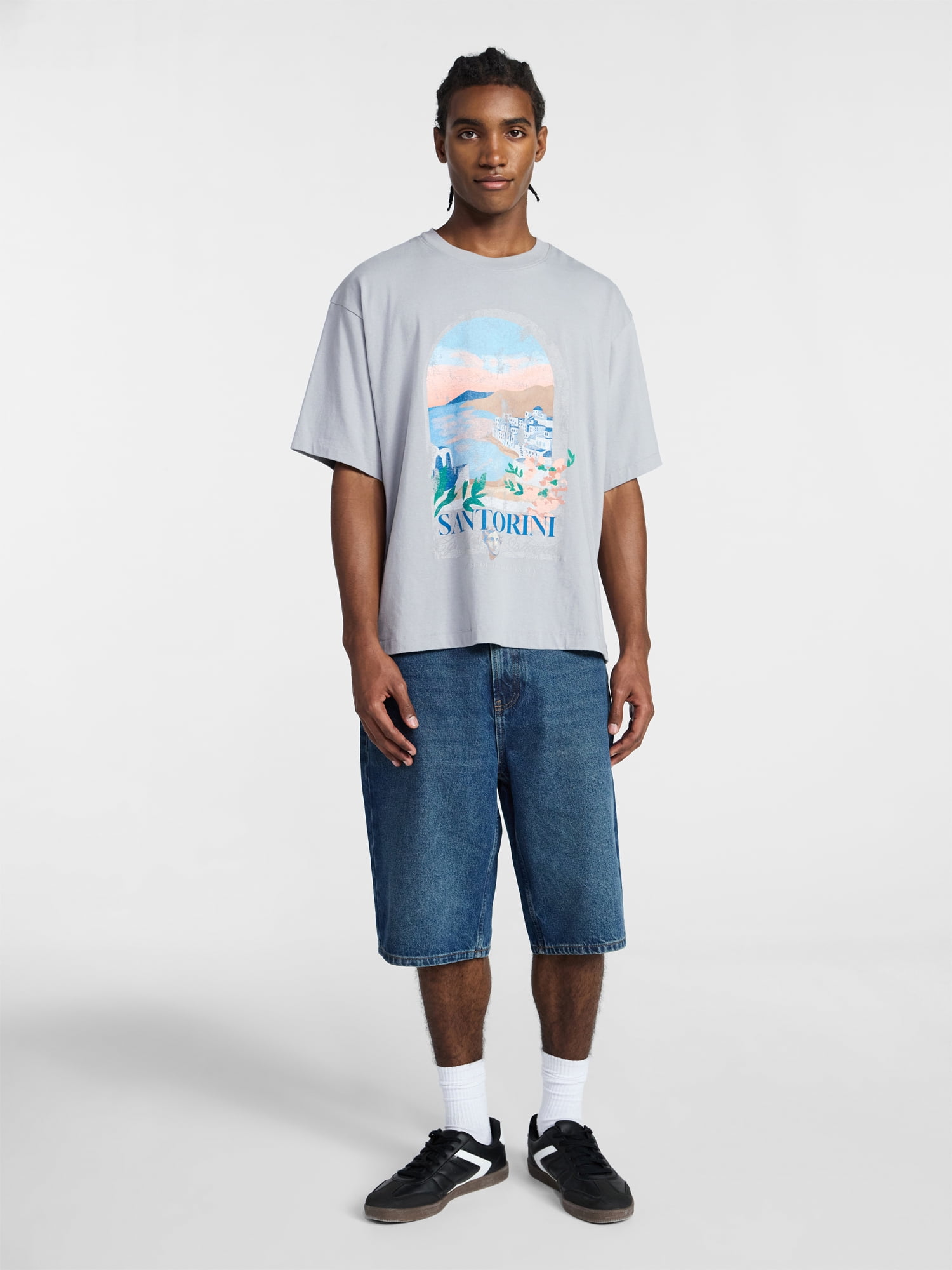 No Boundaries Boxy Fit Heavyweight Graphic Tee Shirt, Men's XS-4XLT