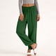 thumbnail image 4 of Pincandy Women's Solid Color Elastic Waist Pockets Drawstring Irregular Hem Linen Blend Pants, Casual & Daily Wear, 4 of 6