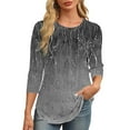 thumbnail image 6 of SOOMLON 3/4 Sleeve Shirts for Women Petite Tunic Cotton Tops Casual Round Neck Shirts Cute Daisy Graphic T Shirts 2025 Trendy Spring Summer Ladies Tops Loose Fit Boho Basic Outfits Pullover Gray S, 6 of 7