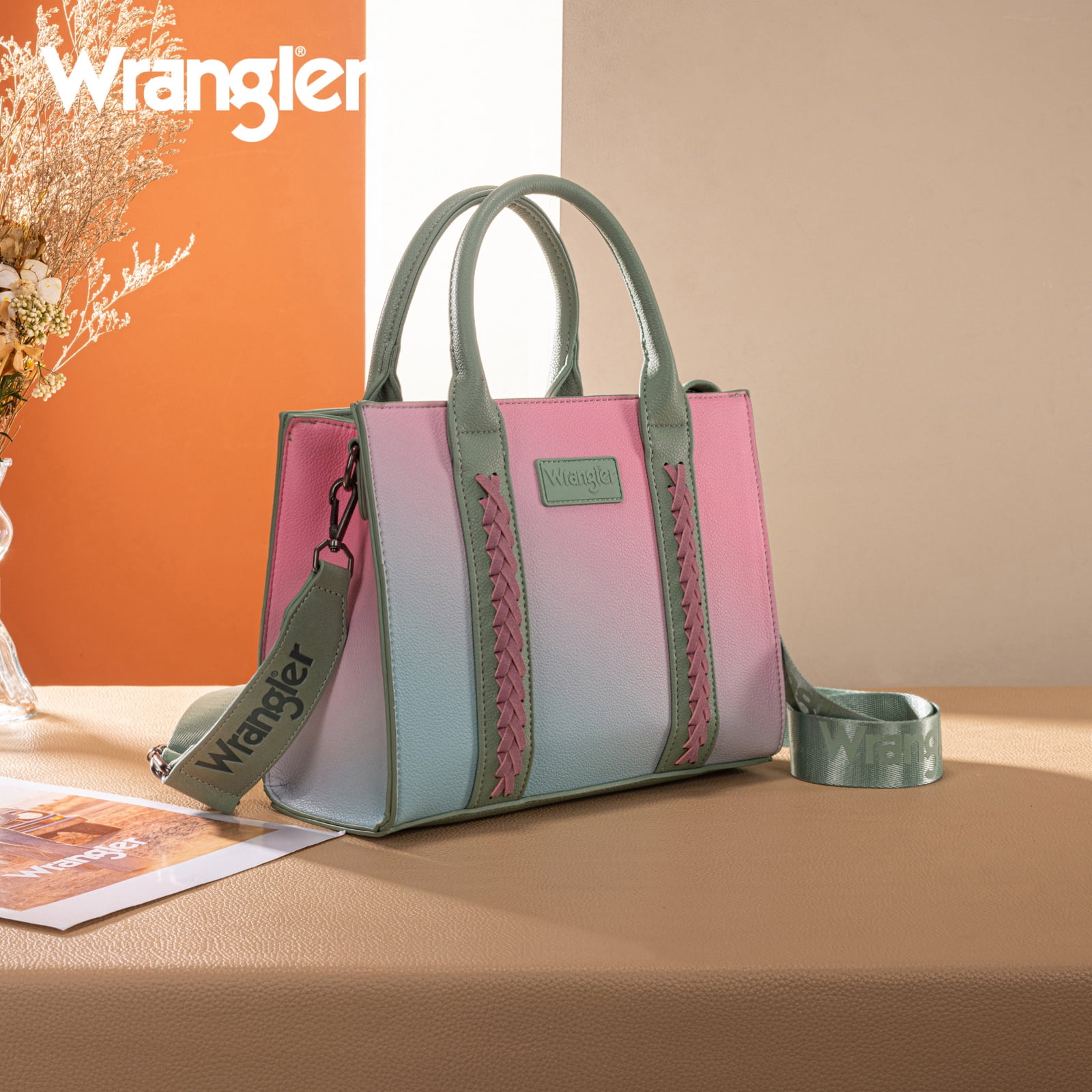 Wrangler purses for womens Gradient tote bag satchel bag womens purses and handbags cute trendy woman bolsa top handle with strap, Green