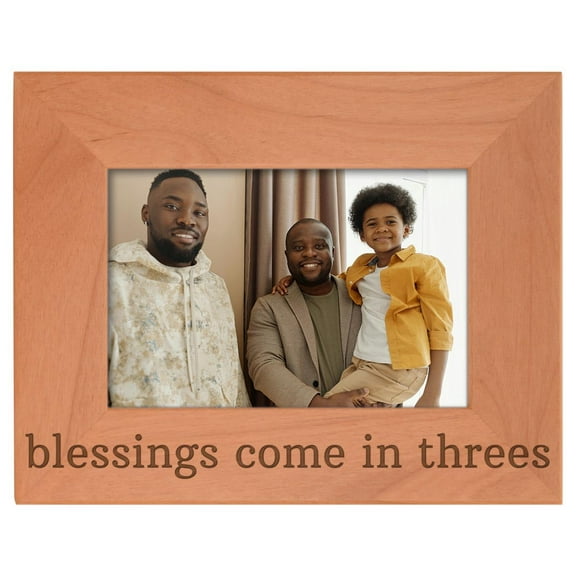 ThisWear Personalized Gifts Triplets Gift Blessings Come in Threes Baby Natural Wood Engraved 4x6 Landscape Picture Frame Wood