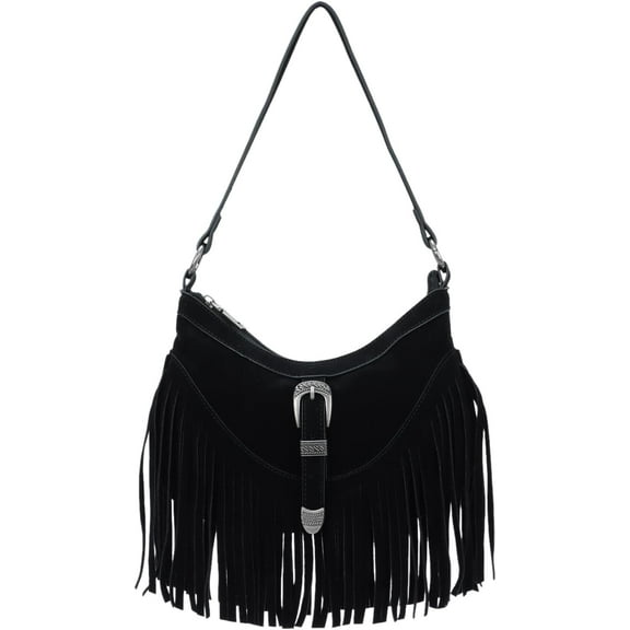 Fringe Hobo Purse for Women Tassel Shoulder Bag Vintage Suede Handbag Hippie Western Tassel Bag