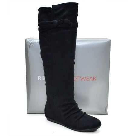 Black Ultra Suede - REPORT Sydney Women Knee BOOTS Black Ultra Suede Low Heel New in Box SZ 7.5