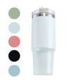 thumbnail image 4 of Capacidad de vacío de gran capacidad aislada café leche taza de té ejercicio jogging acero inoxidable bebida taza con tapa transparente en casa blanco 600ml Advancent HA011613-07B, 4 of 7