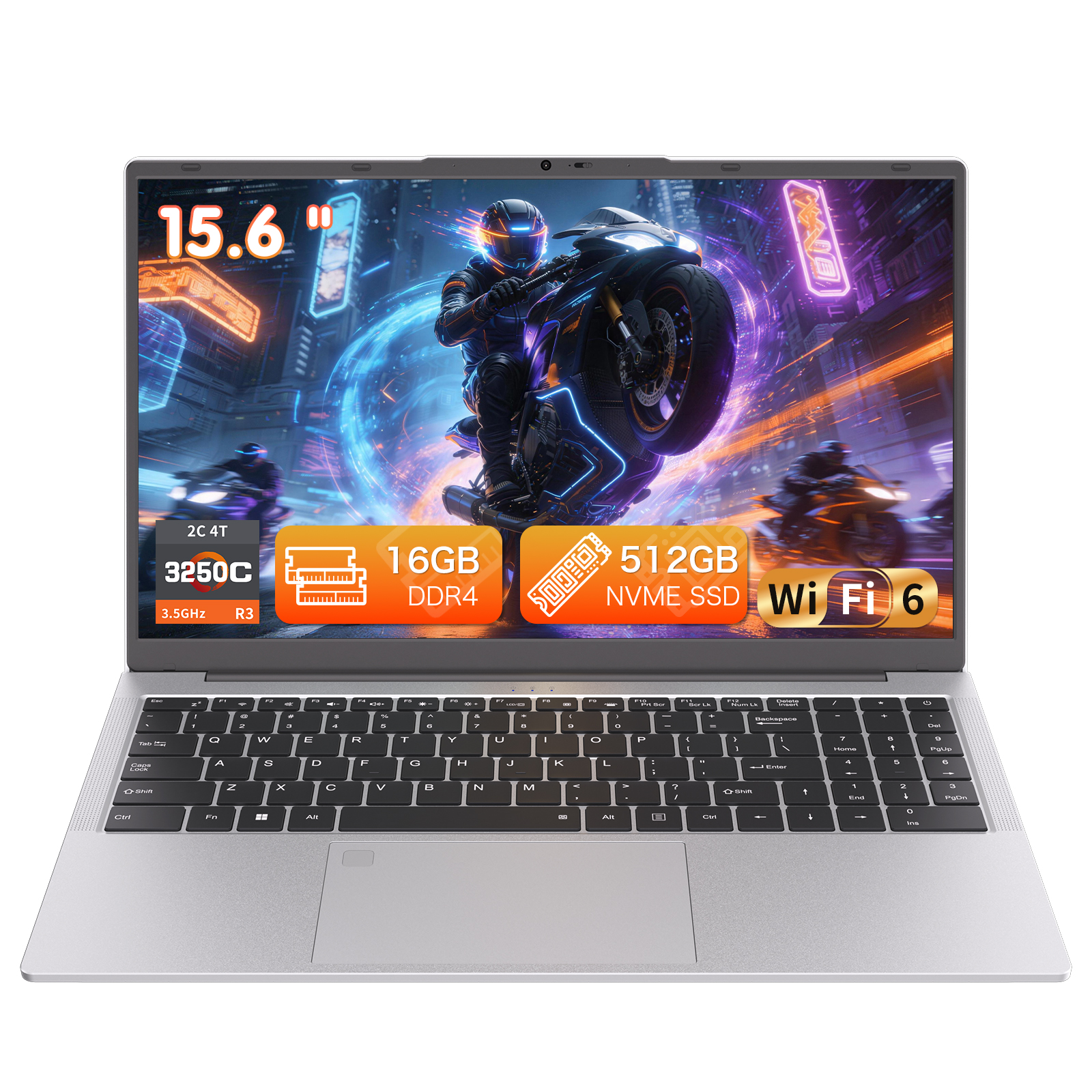 Auusda 15.6" Business Laptop Ryzen 3250C 16GB RAM 512GB SSD, Win11 Pro Student Notebook Computer Silver